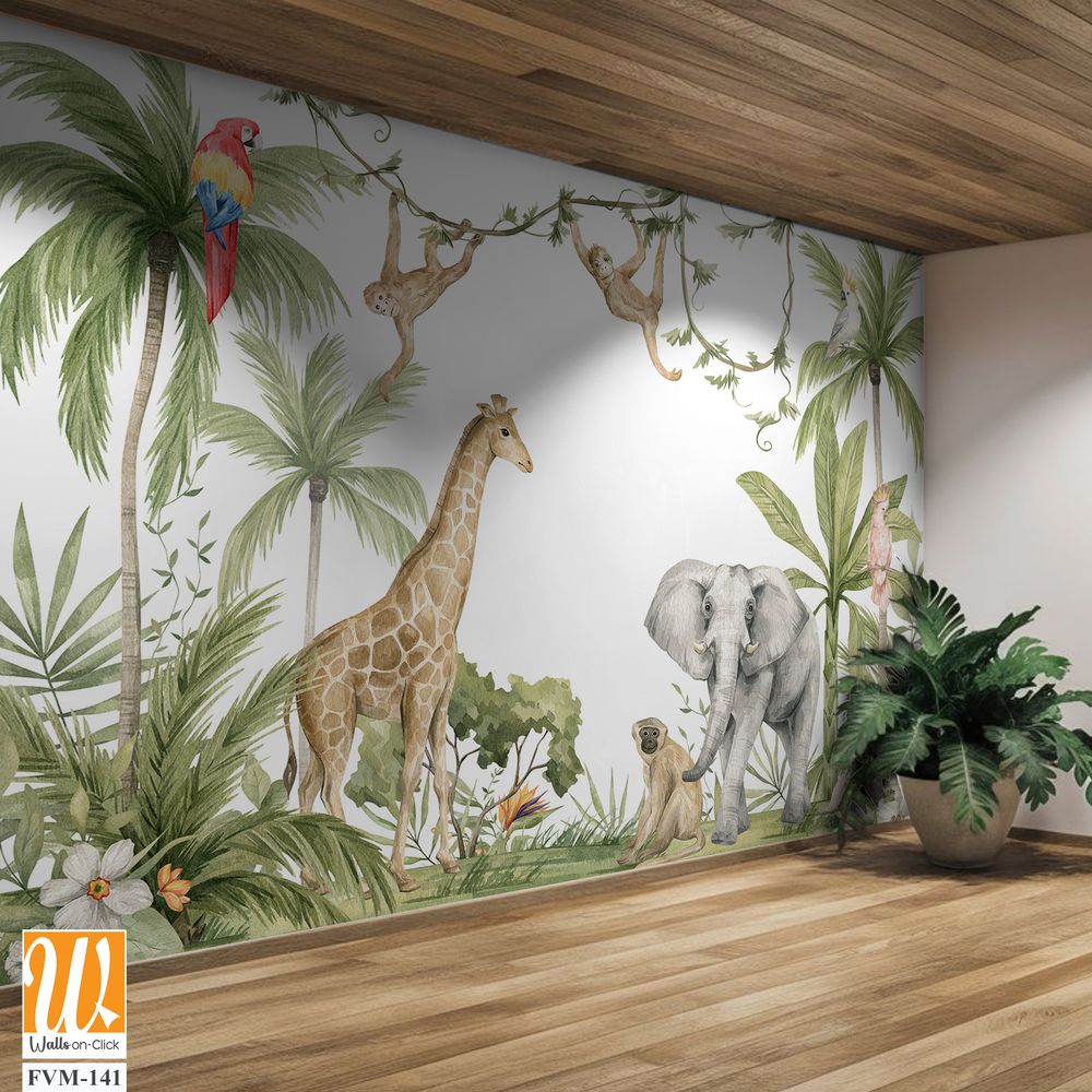 Watercolor, jungle-themed wallpaper [WP-FVM-141]