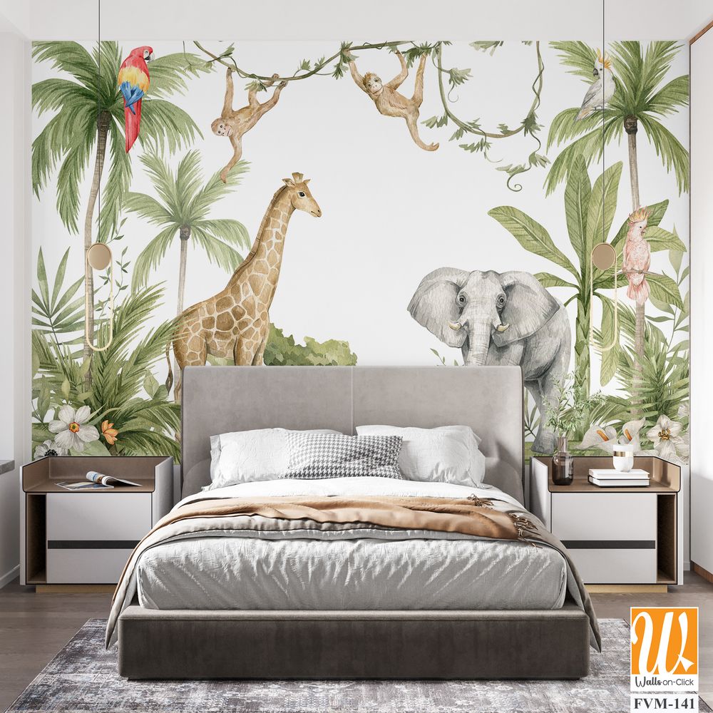 Watercolor, jungle-themed wallpaper [WP-FVM-141]