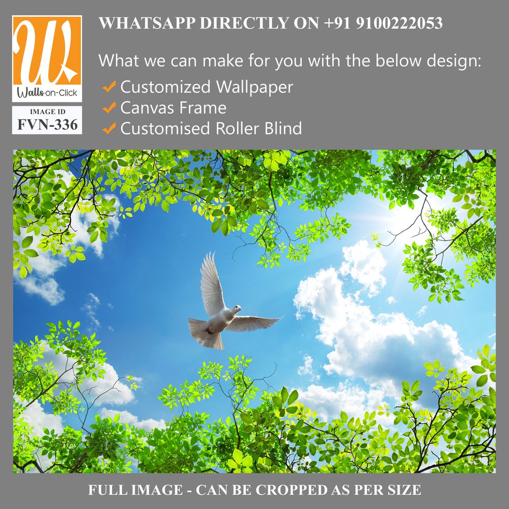 3D wallpaper of a white dove flying in the blue sky [WP-FVN-336]