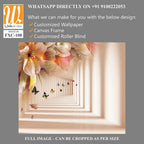 3D wallpaper, white corridor with flowers and butterflies [WP-FXC-108]
