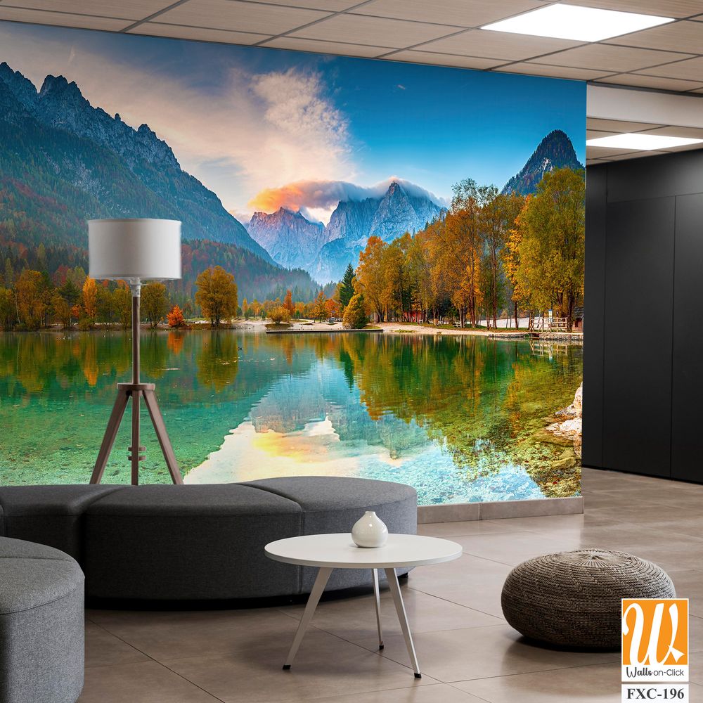 Panoramic photograph of Lake Bohinj in autumn Wallpaper [WP-FXC-196]