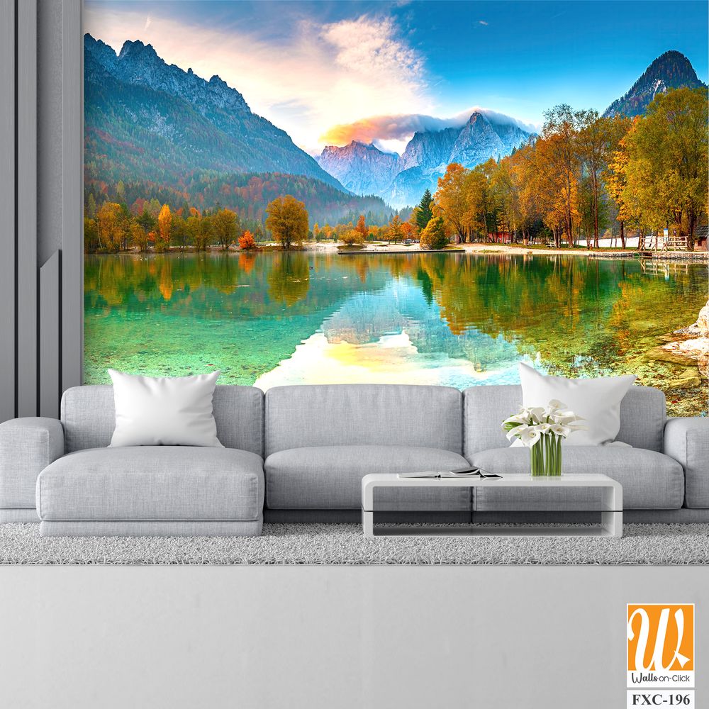 Panoramic photograph of Lake Bohinj in autumn Wallpaper [WP-FXC-196]