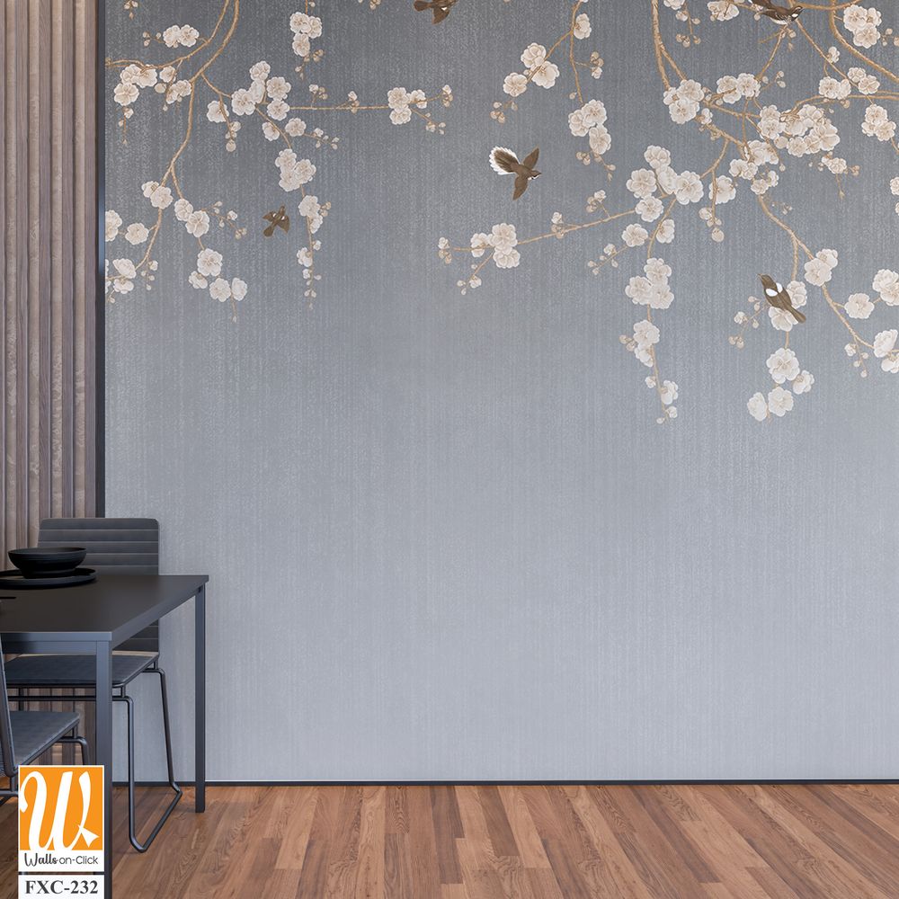 White blossom flowers hanging from the top Wallpaper [WP-FXC-232]