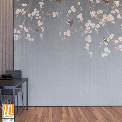 White blossom flowers hanging from the top Wallpaper [WP-FXC-232]