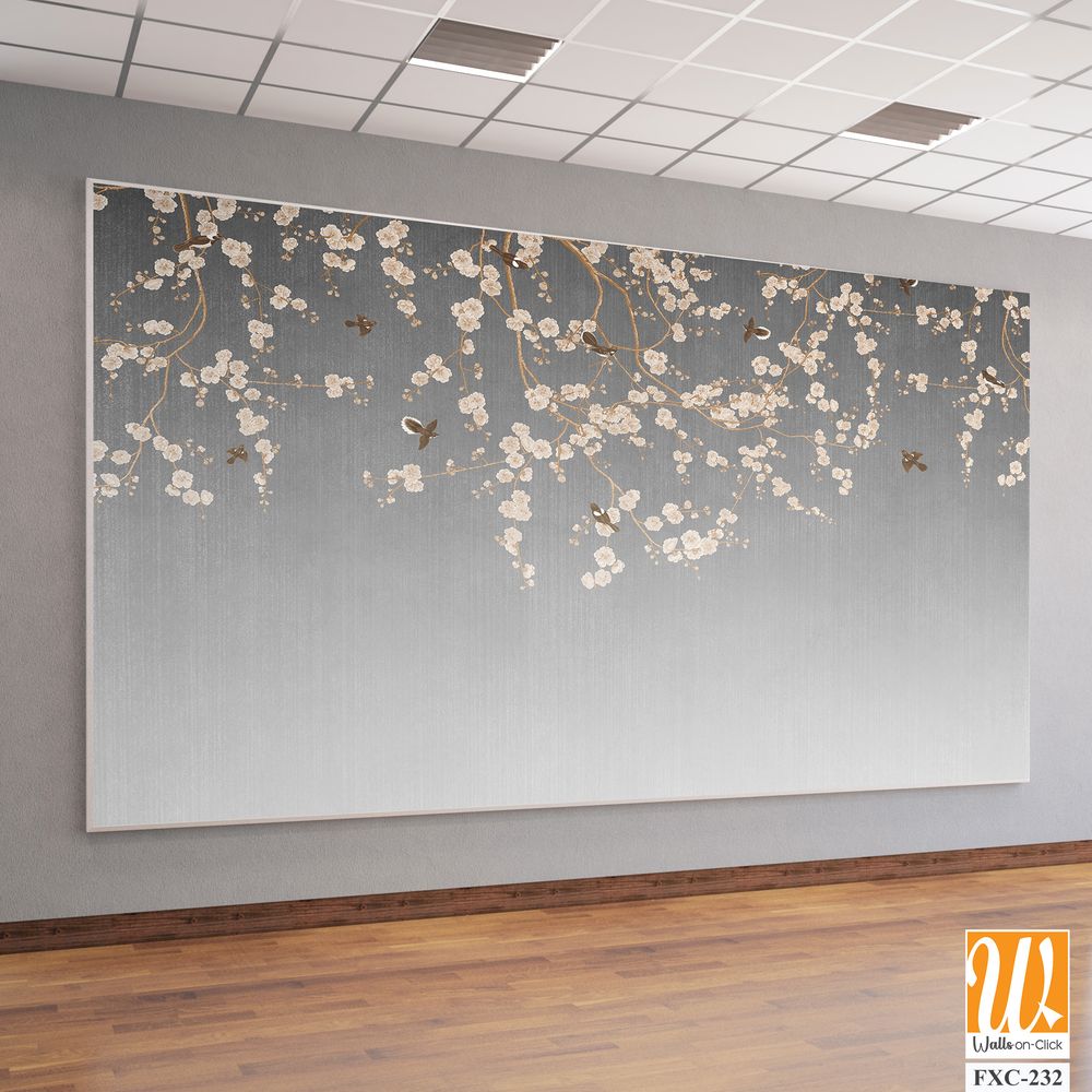 White blossom flowers hanging from the top Wallpaper [WP-FXC-232]