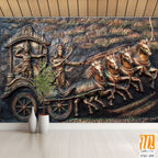 Krishna and Arjun bas-relief sculpture print Wallpaper [WP-FXC-259]