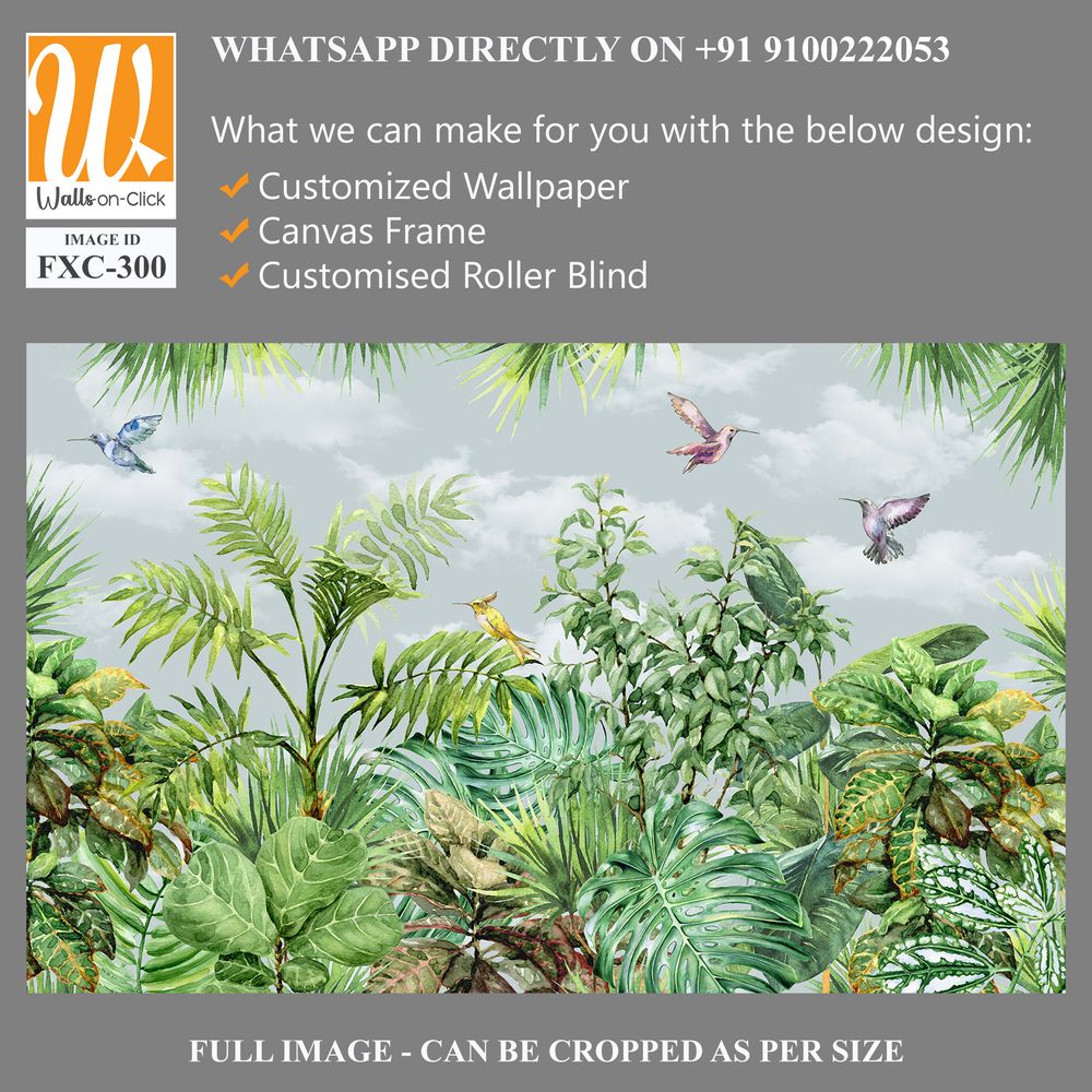 Tropical trees wallpaper design, garden background, landscapes view, mural art. [WP-FXC-300]