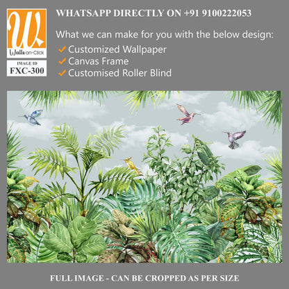 Tropical trees wallpaper design, garden background, landscapes view, mural art. [WP-FXC-300]