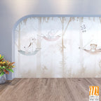 Cute cartoon animals hanging on tree branches Wallpaper [WP-FXC-324]