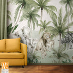 Watercolor jungle-themed wallpaper with animals [WP-FXC-327]