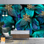 Beautiful leaves with flower patterns Wallpaper [WP-FXC-330]