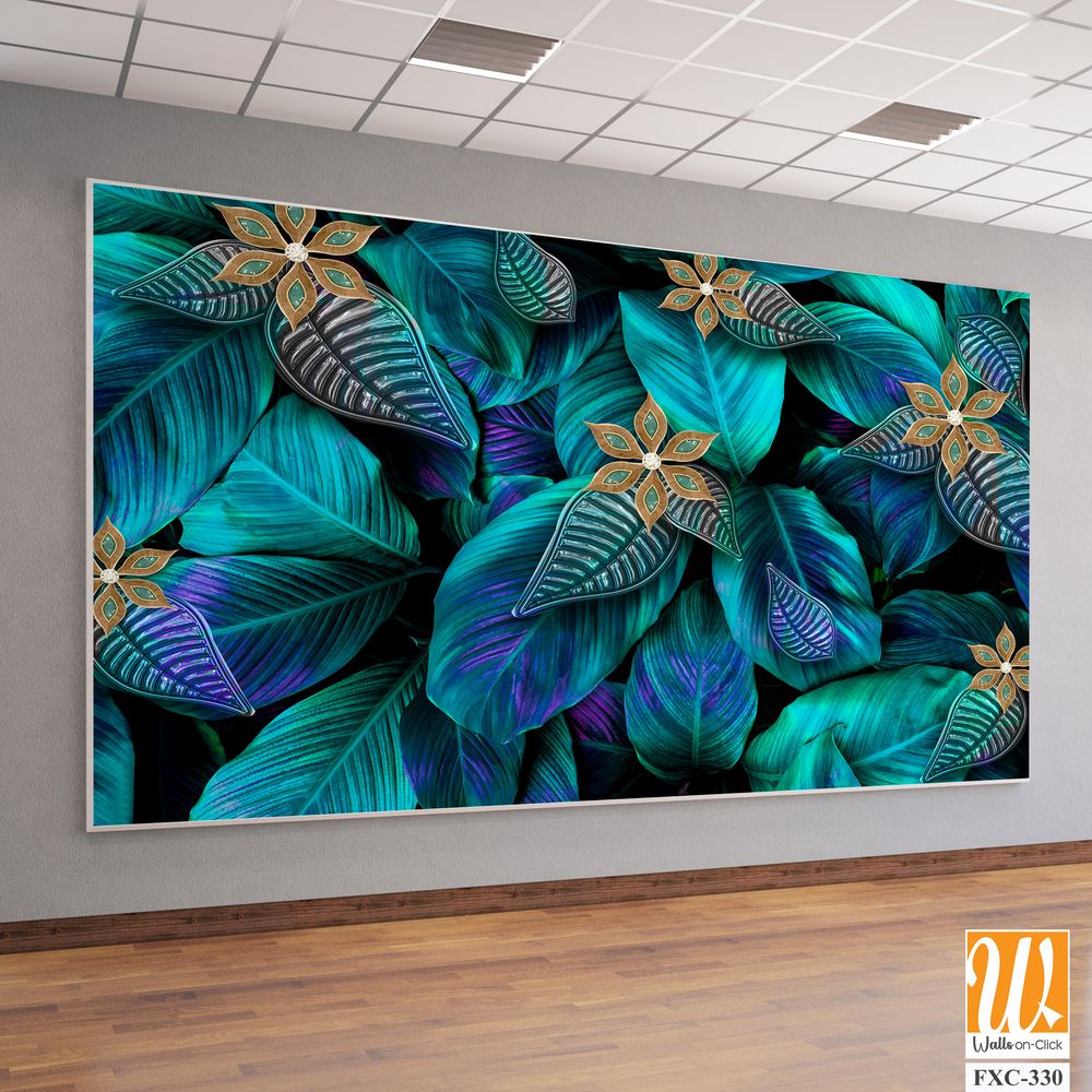 Beautiful leaves with flower patterns Wallpaper [WP-FXC-330]