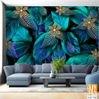 Beautiful leaves with flower patterns Wallpaper [WP-FXC-330]