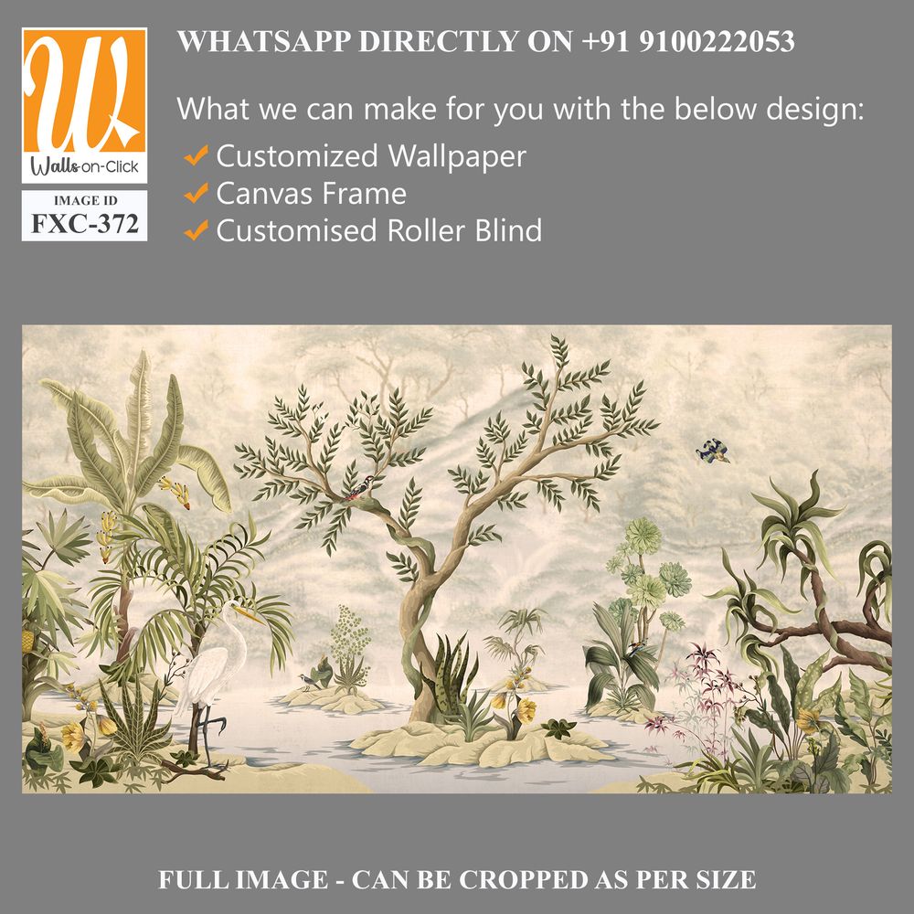 Chinoiserie wallpaper mural, depicting an exotic jungle scene [WP-FXC-372]