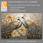 3d wallpaper, peacock birds with flowers in fantasy art style painting [WP-FXC-393]