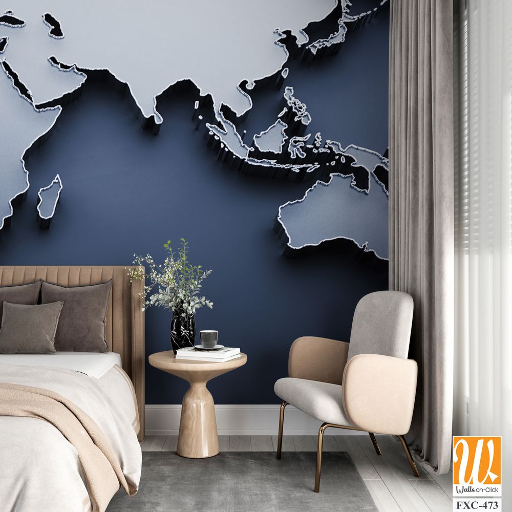 3D world map, minimalist design [WP-FXC-473]