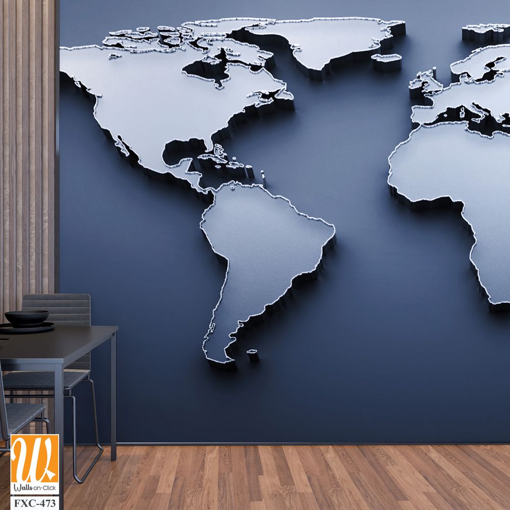 3D world map, minimalist design [WP-FXC-473]