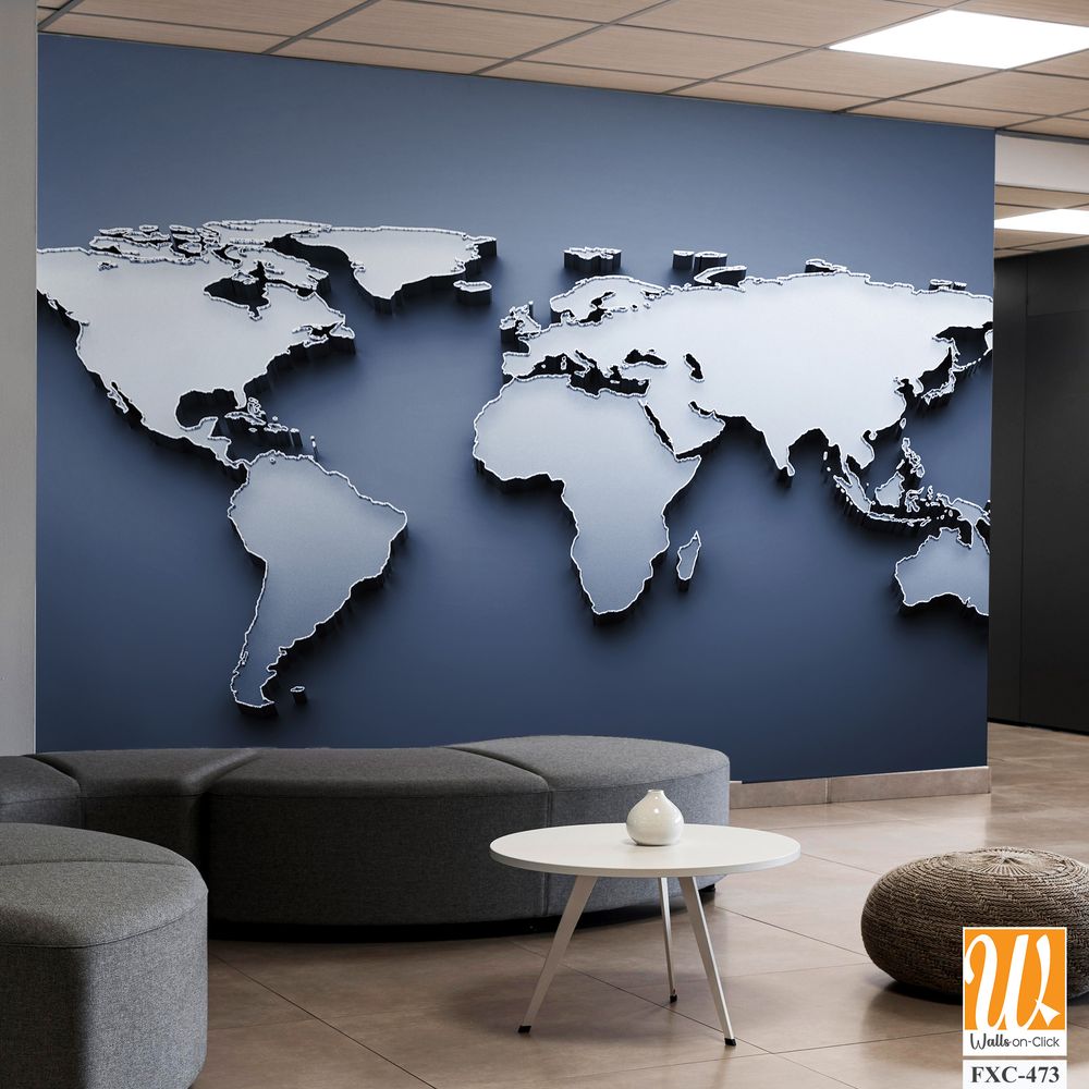 3D world map, minimalist design [WP-FXC-473]