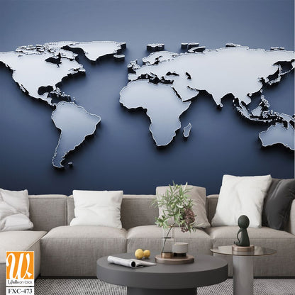 3D world map, minimalist design [WP-FXC-473]