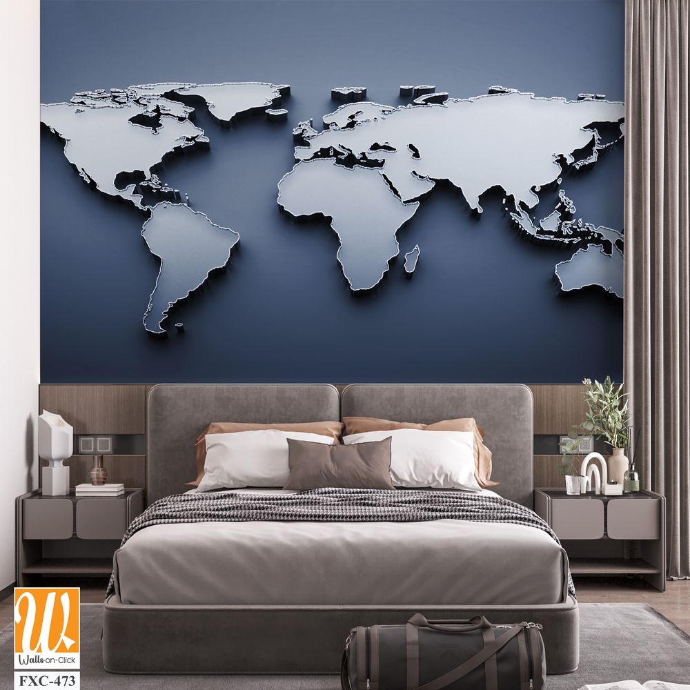 3D world map, minimalist design [WP-FXC-473]