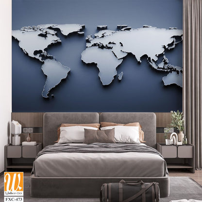 3D world map, minimalist design [WP-FXC-473]