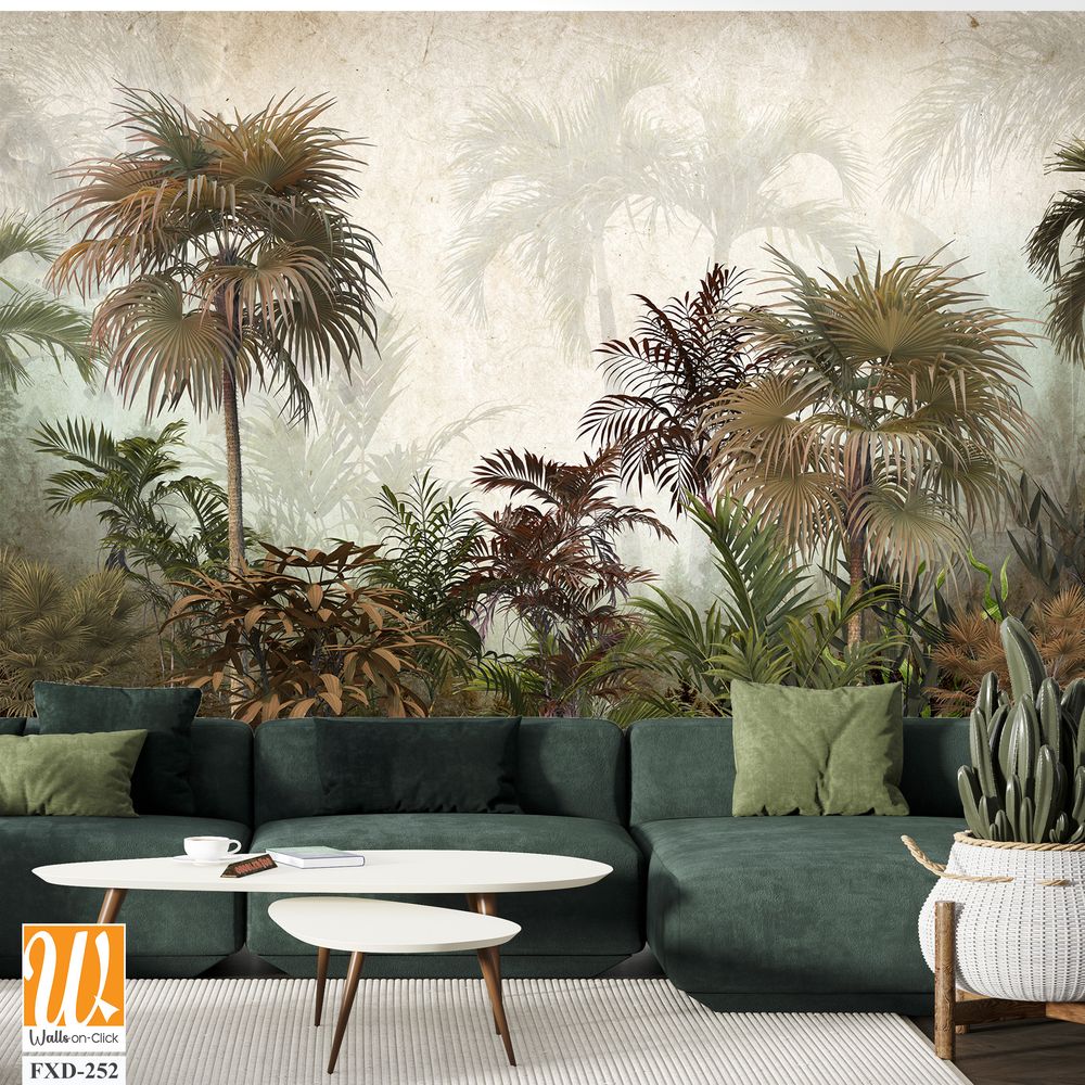 Vintage wall mural depicting an exotic jungle Wallpaper [WP-FXD-252]