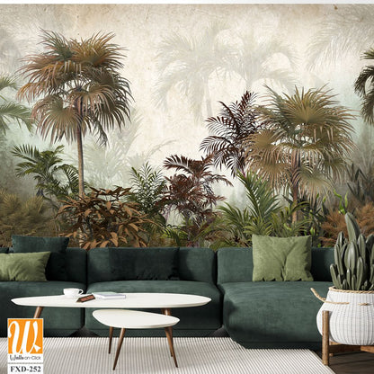 Vintage wall mural depicting an exotic jungle Wallpaper [WP-FXD-252]