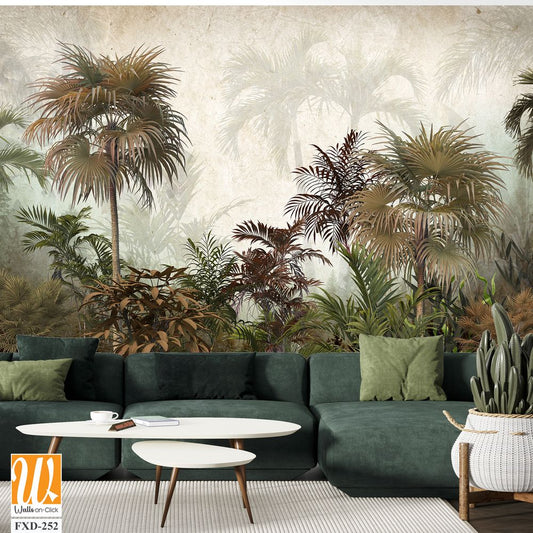 Vintage wall mural depicting an exotic jungle Wallpaper [WP-FXD-252]