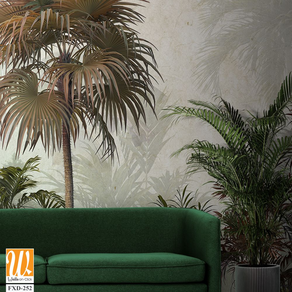 Vintage wall mural depicting an exotic jungle Wallpaper [WP-FXD-252]