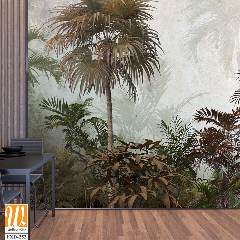 Vintage wall mural depicting an exotic jungle Wallpaper [WP-FXD-252]