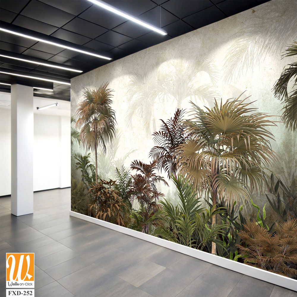 Vintage wall mural depicting an exotic jungle Wallpaper [WP-FXD-252]