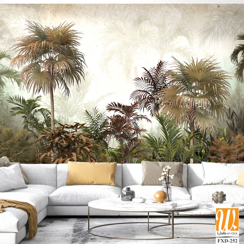 Vintage wall mural depicting an exotic jungle Wallpaper [WP-FXD-252]