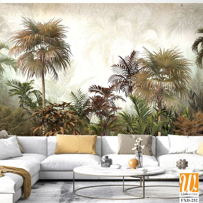 Vintage wall mural depicting an exotic jungle Wallpaper [WP-FXD-252]