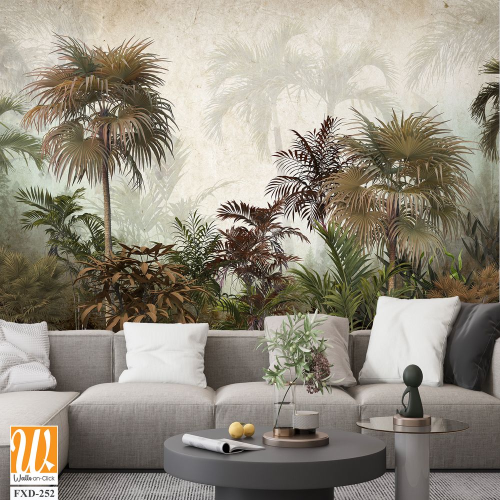 Vintage wall mural depicting an exotic jungle Wallpaper [WP-FXD-252]