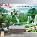 3d landscape painting with waterfalls Wallpaper [WP-FXD-321]