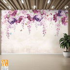 Watercolor floral border with wisteria and peonies [WP-FXD-417]