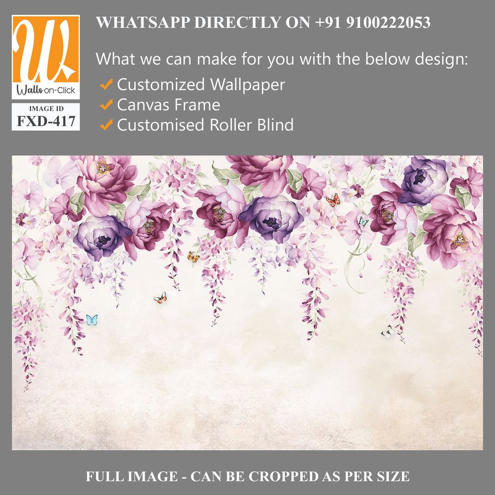 Watercolor floral border with wisteria and peonies [WP-FXD-417]