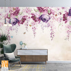 Watercolor floral wisteria with purple and pink flowers [WP-FXD-418]