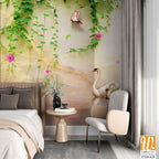 3D pink rose vines mural, wall mural Wallpaper [WP-FXD-425]