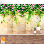 3D pink rose vines mural, wall mural Wallpaper [WP-FXD-425]