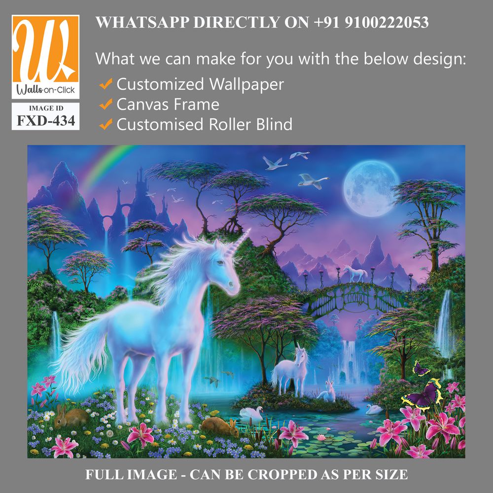 White unicorn in the magical forest Wallpaper [WP-FXD-434]