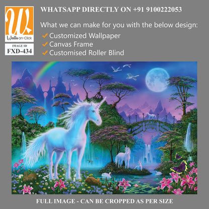 White unicorn in the magical forest Wallpaper [WP-FXD-434]