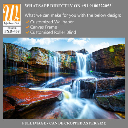 Stunning waterfall cascading down red rocks Wallpaper [WP-FXD-438]