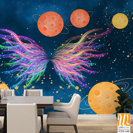 Colorful design of an iridescent butterfly with wings [WP-FXD-440]