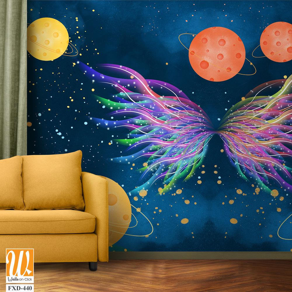 Colorful design of an iridescent butterfly with wings [WP-FXD-440]