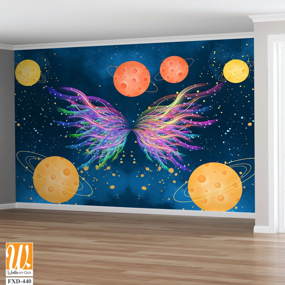 Colorful design of an iridescent butterfly with wings [WP-FXD-440]