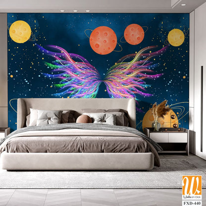 Colorful design of an iridescent butterfly with wings [WP-FXD-440]