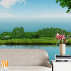 3D wallpaper of bamboo, forest and lake [WP-FXD-467]