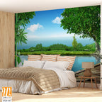 3D wallpaper of bamboo, forest and lake [WP-FXD-467]