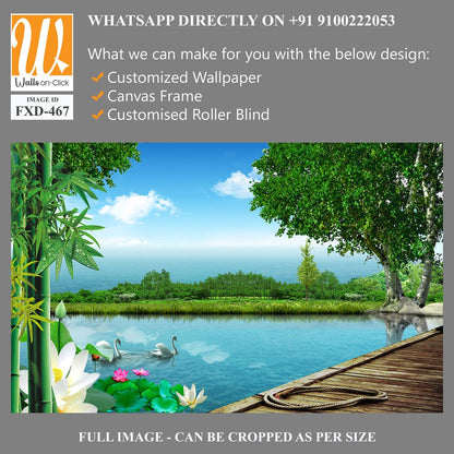 3D wallpaper of bamboo, forest and lake [WP-FXD-467]